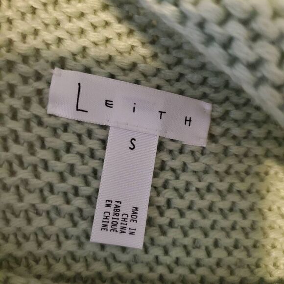 Leith Light Green Cotton Blend Turtleneck Sweater S - Picture 7 of 10